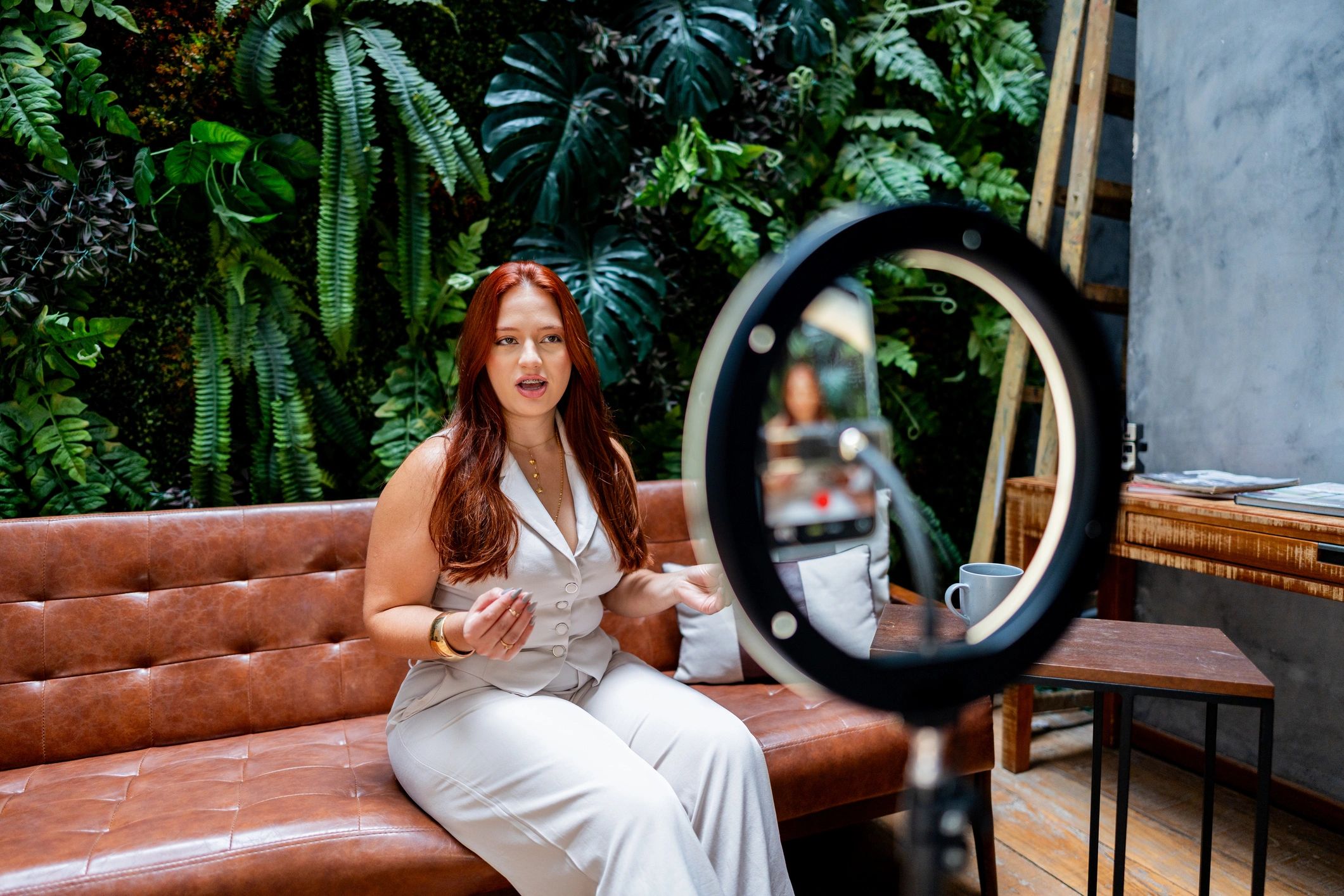Content creator recording a video for an influencer marketing campaign